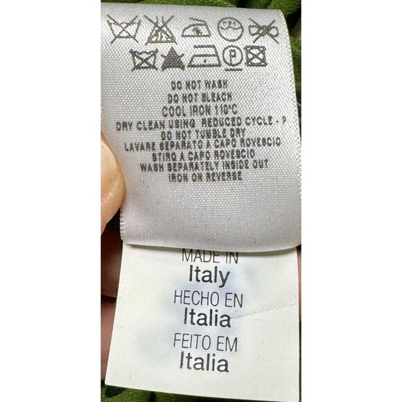 R.E.D. VALENTINO Green Button Down Blouse With Black Polka Dots, Sz 42 (6) - Picture 10 of 11